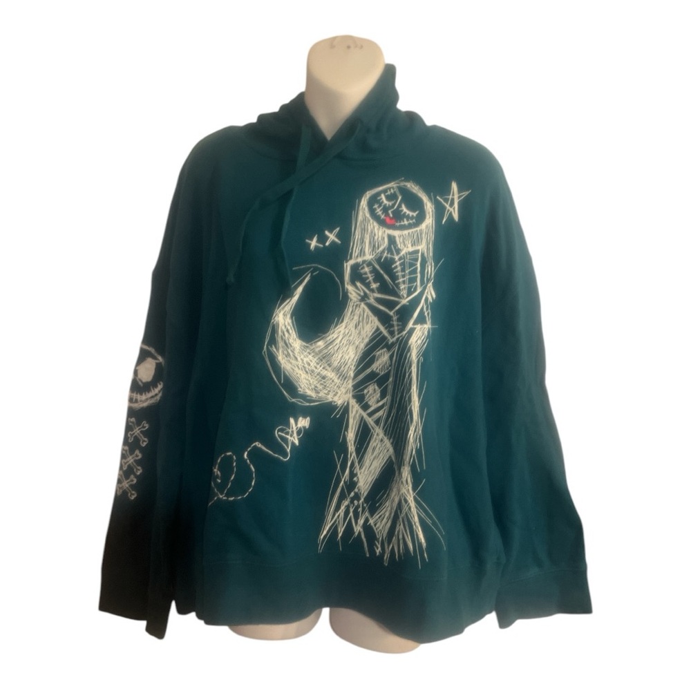 Disney The Nightmare Before Christmas Sally Hoodie in a dark teal color. Size 1X